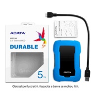 Externý pevný disk ADATA 1TB 2,5" USB 3.1 HD330, BLUE COLOR BOX, modrá (guma, odolná voči nárazom)
