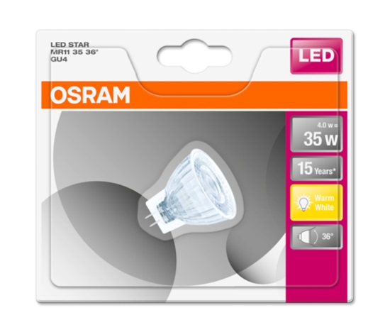 OSRAM LED STAR MR11 36° 4W 12V 827 GU4 345lm 2700K (CRI 80) 15000h A+ (Blistr 1ks)