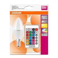 OSRAM LED STAR+ CL B RGBW Fros. 5,5W 827 E14 470lm 2700K (CRI 80) 25000h A+ DIMmable Rem Ctrl (Blistr 1ks)