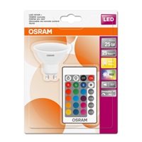 OSRAM LED STAR+ PAR16 RGBW 120° 4,5W 827 GU10 250lm 2700K (CRI 80) 25000h A DIMmable Rem Ctrl (Blistr 1ks)