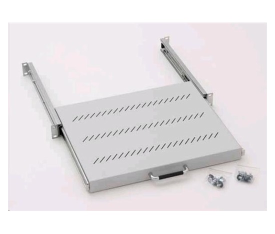 TRITON Výsuvná polica 19", 1U/350 mm, plný výsuv, nosnosť 30 kg, sivá