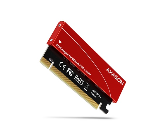 AXAGON PCEM2-S, PCIe x16 - M.2 NVMe M-key slot adaptér, kovový kryt pre pasívne chladenie