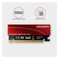 AXAGON PCEM2-S, PCIe x16 - M.2 NVMe M-key slot adaptér, kovový kryt pre pasívne chladenie