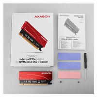 AXAGON PCEM2-S, PCIe x16 - M.2 NVMe M-key slot adaptér, kovový kryt pre pasívne chladenie