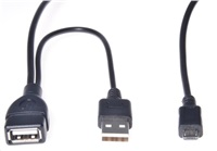 PREMIUMCORD USB redukčný kábel USB A/samec+USB A/samec - Micro USB/samec OTG