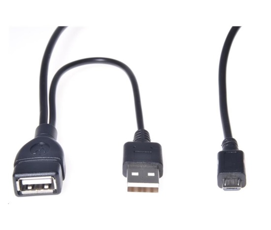 PREMIUMCORD USB redukčný kábel USB A/samec+USB A/samec - Micro USB/samec OTG