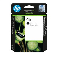HP 45 Black Ink Cart, 42 ml, 51645AE (930 pages)