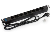 TRITON 19" rozvádzač 8x230V DIN - 2m, čierny