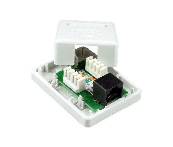 Zásuvka UTP 1x RJ45 Cat5E, dvojitá svorkovnica, sadrokartón