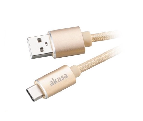 Kábel USB AKASA 2.0 Typ C na USB typu A, 100 cm, zlatá