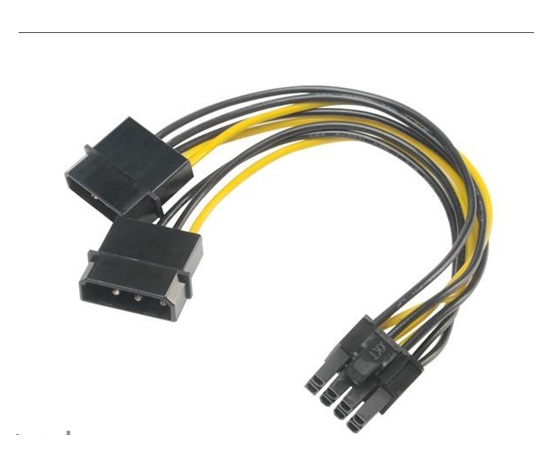 Adaptér AKASA 4 pin Molex na 6+2 pin PCIe, 15 cm