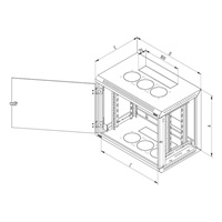 19" jednodielny rack TRITON 12U/400 mm, odnímateľné bočné kryty
