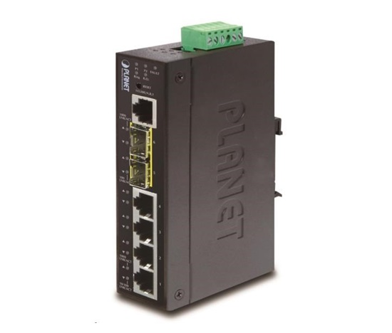Planetový prepínač IGS-5225-4T2S, priemyselný 4x10/100/1000T, 2x100/1000X SFP, -40~+75°C