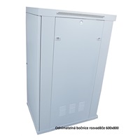 LEXI-Net 19" stojanový rozvaděč 18U 600x600 rozebiratelný, ventilační jednotka, termostat, kolečka, 600kg, sklo, šedý