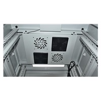 LEXI-Net 19" stojanový rozvaděč 27U 600x600 rozebiratelný, ventilační jednotka, termostat, kolečka, 600kg, sklo, šedý