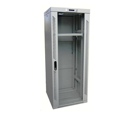 LEXI-Net 19" stojanový rozvaděč 42U 600x600 rozebiratelný, ventilační jednotka, termostat, kolečka, 600kg, sklo, šedý