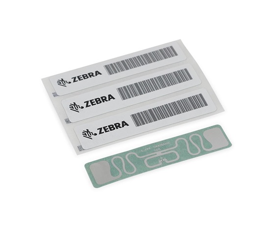 Štítok Zebra RFID, 45x13 mm, potlačiteľný biely PET, 3" jadro, 800 ks na rolku,