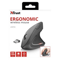 TRUST Mouse Verto bezdrôtová ergonomická myš USB, čierna
