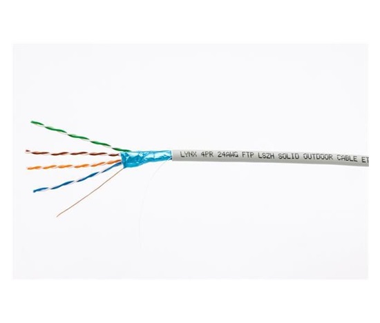 Kábel FTP LYNX, Cat5E, drôt, LS0H, DCa, sivý, 305 m