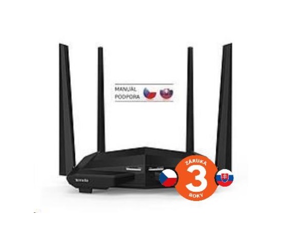 Bezdrôtový dvojpásmový router Tenda AC10 AC1200, 1x gigabitový WAN, 3x gigabitový LAN