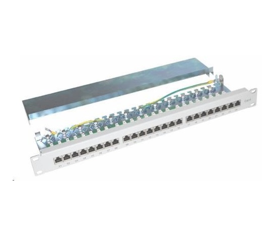 19" Patch panel XtendLan 24portový, STP, Cat6, 30µm, dvojitá svorkovnica, sivý