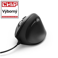 Vertikálna ergonomická káblová myš Hama EMC-500, 6 tlačidiel, čierna