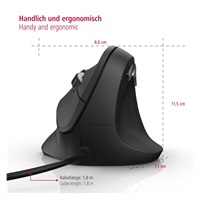 <p>Vertikálna ergonomická káblová myš Hama EMC-500, 6 tlačidiel, čierna</p>