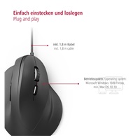 <p>Vertikálna ergonomická káblová myš Hama EMC-500, 6 tlačidiel, čierna</p>