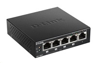 D-Link DGS-1005P 5-portový gigabitový stolový prepínač PoE+, 4 porty PoE+, rozpočet PoE 60 W