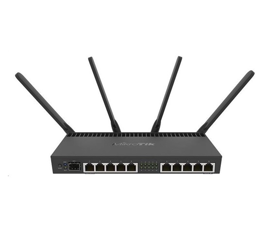 MikroTik RouterBOARDRB RB4011iGS+5HacQ2HnD-IN, štvorjadrový 1.4GHz CPU,1GB RAM,10xLAN,1x SFP+, Wi-Fi 2.4+5GHz (2033Mbps), L5