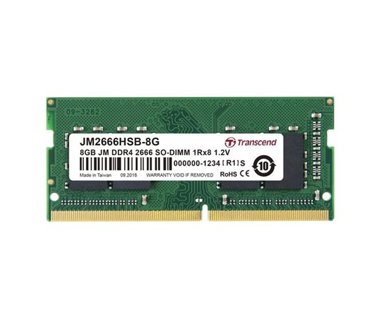 SODIMM DDR4 8GB 2666MHz TRANSCEND 1Rx8 1Gx8 CL19 1.2V