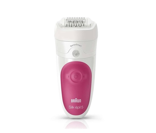 BRAUN Silk-épil SensoSmart 5-500 epilátor, SensoSmart, SmartLight, 28 pinzet, 2 rychlosti, masážní válečky, růžový