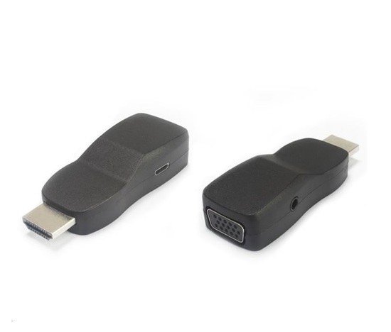 PREMIUMCORD Miniatúrny prevodník HDMI na VGA so zvukovým a napájacím konektorom - čierny