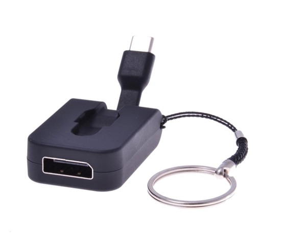 Adaptér PREMIUMCORD USB 3.1 samec portu Type-C na samicu portu DisplayPort, navíjací kábel a krúžok na kľúče