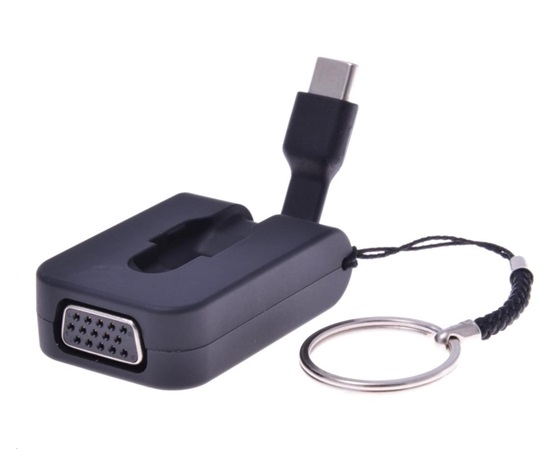 Adaptér PREMIUMCORD USB 3.1 samec typu C na samicu VGA, navíjací kábel a krúžok na kľúče