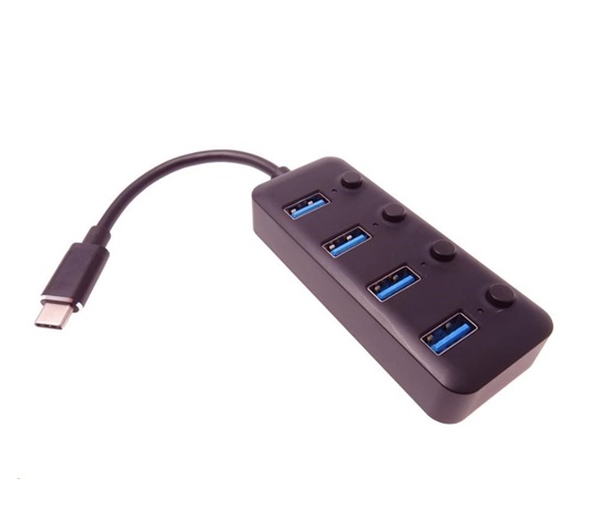 PREMIUMCORD 5G SuperSpeed USB Hub typ C na 4x USB 3.1 A Gen1, prepínače portov