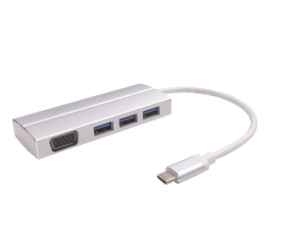 Adaptér PREMIUMCORD USB 3.1 samec typu C na samicu VGA + 3x USB 3.0, hliník