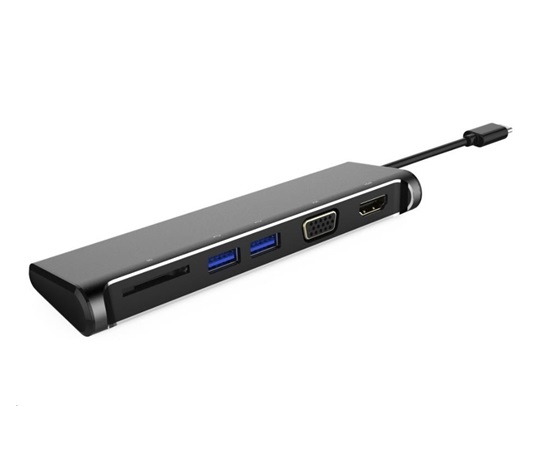 Prevodník USB PREMIUMCORD 3.1 Type-C na 4K HDMI+1080p VGA+SD karta+2xUSB3.0 (5 v 1)