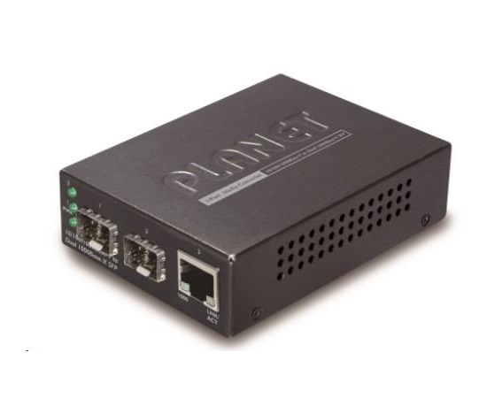 Planet GT-1205A Konvertor, 1x 10/100/1000Base-T RJ-45, 2x 100/1000Base-X SFP