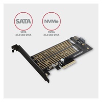 AXAGON PCEM2-D, PCIe x4 - M.2 NVMe M-key + SATA B-key slot adaptér, vrátane. LP