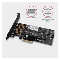 AXAGON PCEM2-D, PCIe x4 - M.2 NVMe M-key + SATA B-key slot adaptér, vrátane. LP