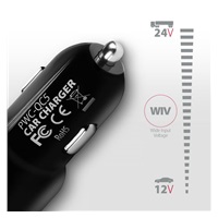AXAGON PWC-QC5, QUICK a SMART nabíjačka do auta, 2x port QC3.0/AFC/FCP + 5V-2.6A, 31.5W