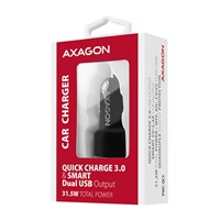 AXAGON PWC-QC5, QUICK a SMART nabíjačka do auta, 2x port QC3.0/AFC/FCP + 5V-2.6A, 31.5W