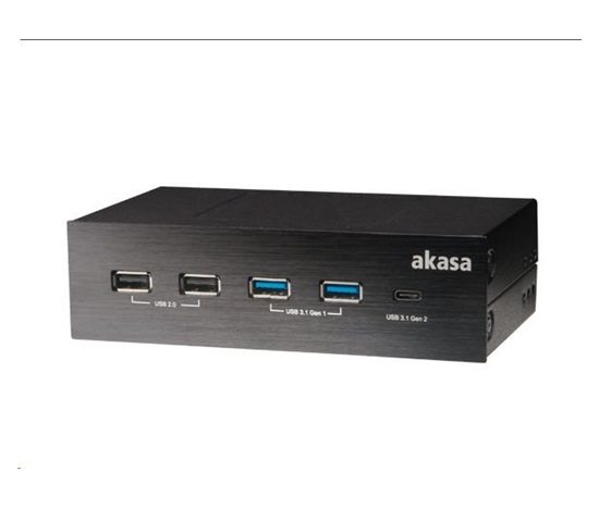 AKASA HUB USB InterConnect GX, 2x USB 3.1, 2x USB 2.0, USB-C, 5.25" predný panel, vnútorný