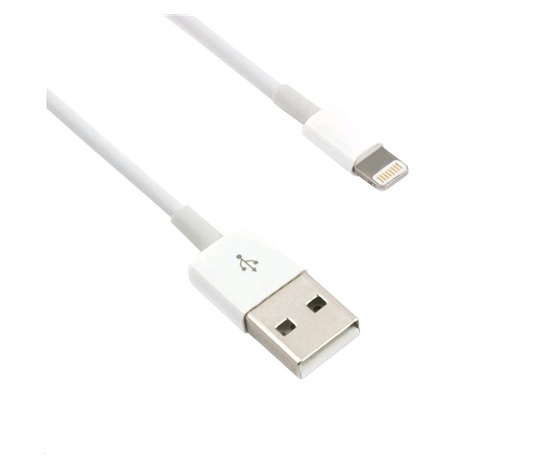 Kábel C-TECH USB 2.0 Nabíjací a synchronizačný kábel Lightning (IP5 a vyšší), 2 m, biely