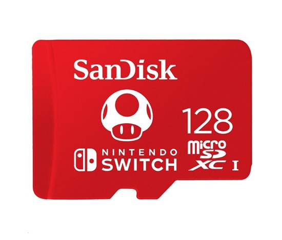 SanDisk MicroSDXC karta 128GB for Nintendo Switch (R:100/W:90 MB/s, UHS-I, V30,U3, C10, A1) licensed Product,Super Mario
