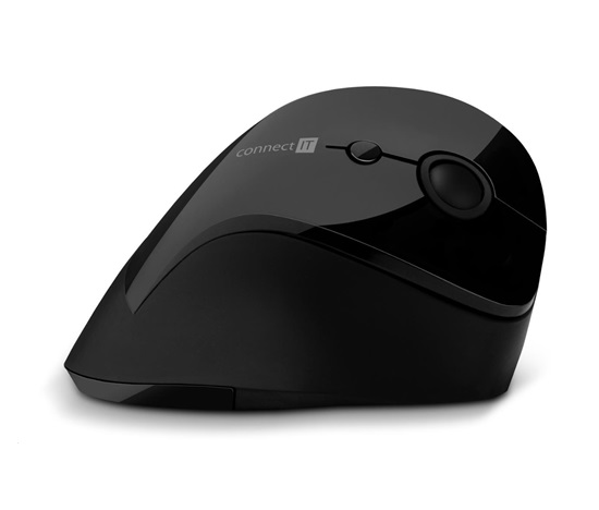 CONNECT IT FOR HEALTH Ergonomická vertikálna myš, (+ 1x batéria AA zdarma), bezdrôtová, ČIERNA