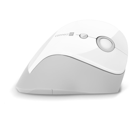 CONNECT IT FOR HEALTH ergonomická vertikálna myš, (+ 1x AA batéria zdarma), bezdrôtová, BIELA