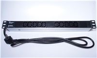 PREMIUMCORD Napájací panel pre 19" rack 1U, 10xIEC (C13), 2m kábel