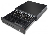 Pokladničná zásuvka Virtuos C425C, s 24V káblom, kovová. držiaky, 9-24V, čierne